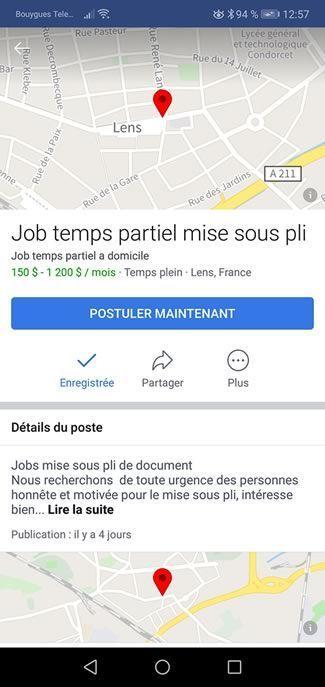 Attention aux annonces de mise sous pli sur Facebook